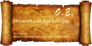Ohrenstein Enciána névjegykártya